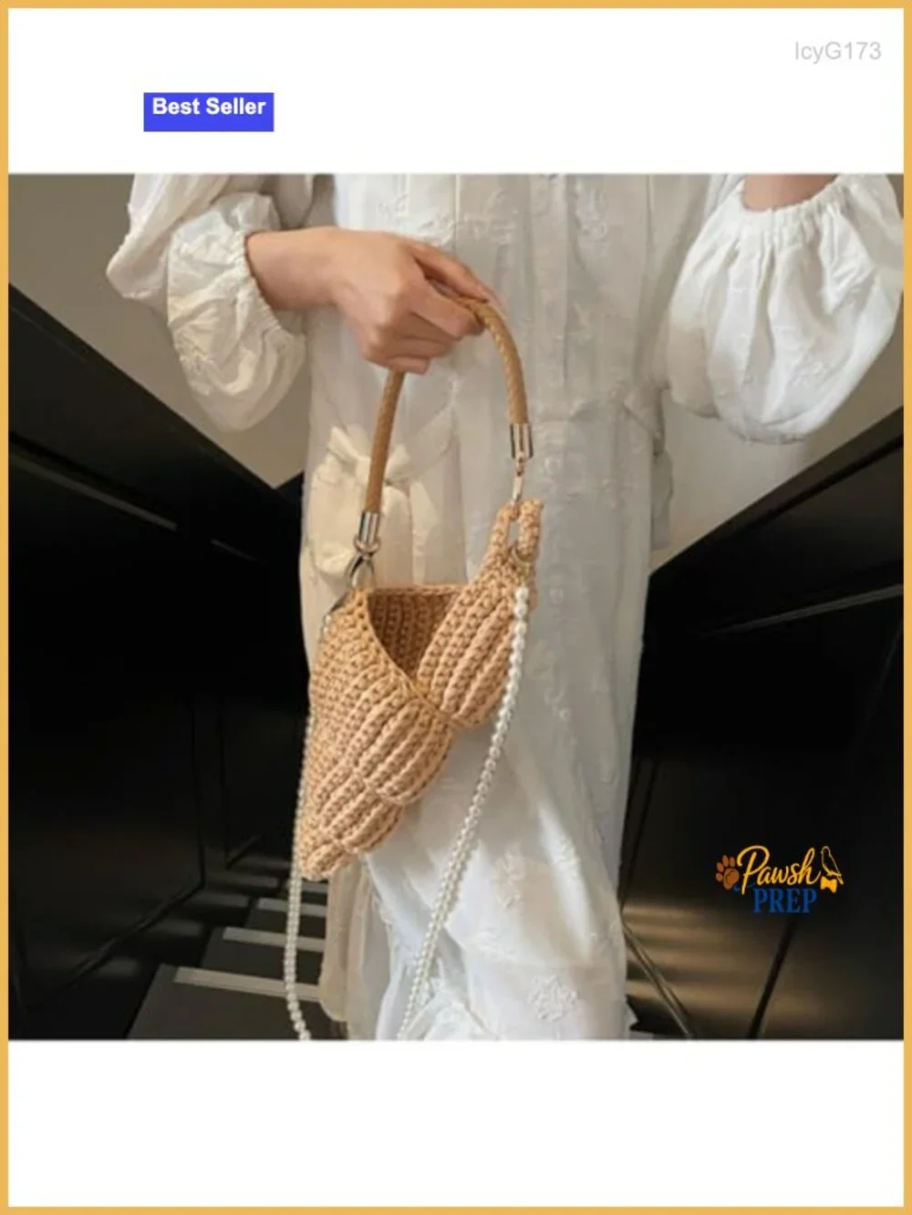 Handwoven Crochet Seashell Bag Womens Boho Summer Beach Shoulder Crossbody